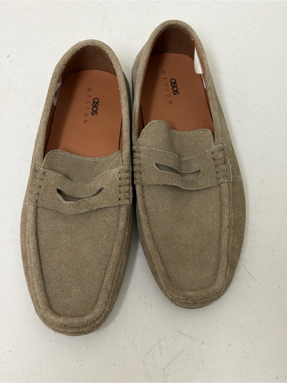 ASOS NWOT Taupe Suede Penny Loafers